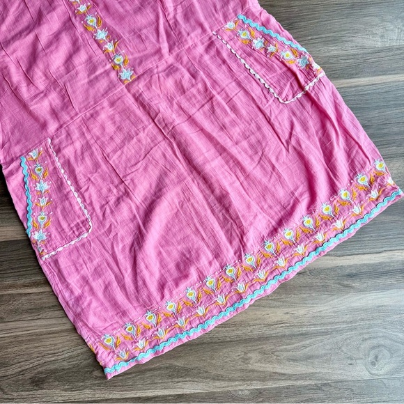 Simply Southern Pink Embroidered Flowers Rickrack Trim Sleeveless Dress Size XL - Picture 8 of 16